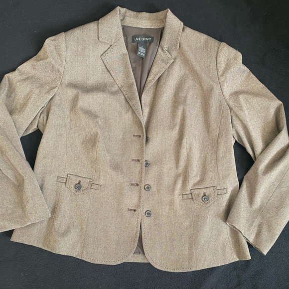 Lane Bryant Brown Tweed  Blazer with Button Detail - Picture 4 of 15